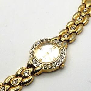 Bracelet Wrist Watch Gold Crystal Quality Rhinestones